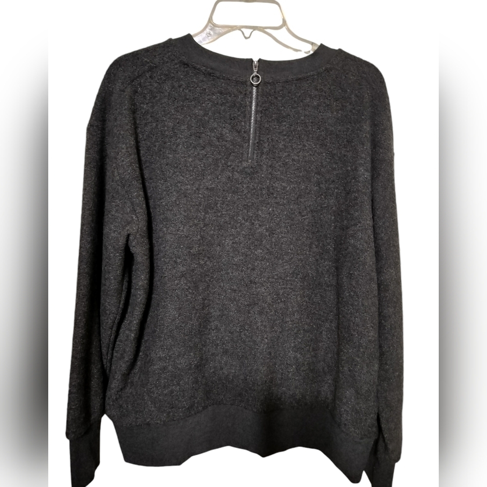 2839) Ava & Viv Dark Gray Long Sleeve Crew Neck Pullover Sweatshirt Plus Size 1X - Picture 2 of 7